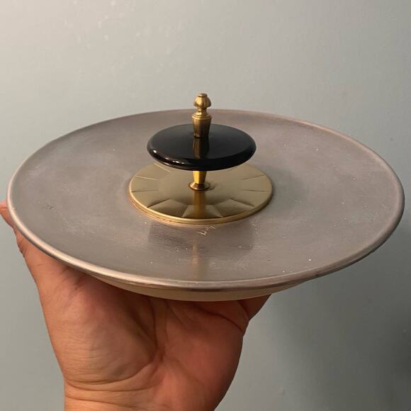 Vintage MCM Kromex Chrome And Brushed Aluminum Ice Bucket Lid Handle Modern - Picture 9 of 10